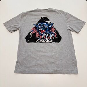 Palace Panther Tri-Ferg Grey Cotton Graphic T-Shirt Mens Large
